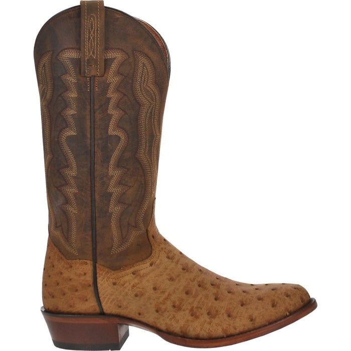 Dan Post Boots Boots Dan Post Men's Gehrig Full Quill Ostrich Round Toe Boots - Saddle