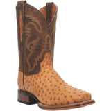 Dan Post Boots Boots Dan Post Men's Kershaw Full Quill Ostrich Square Toe Boots - Saddle