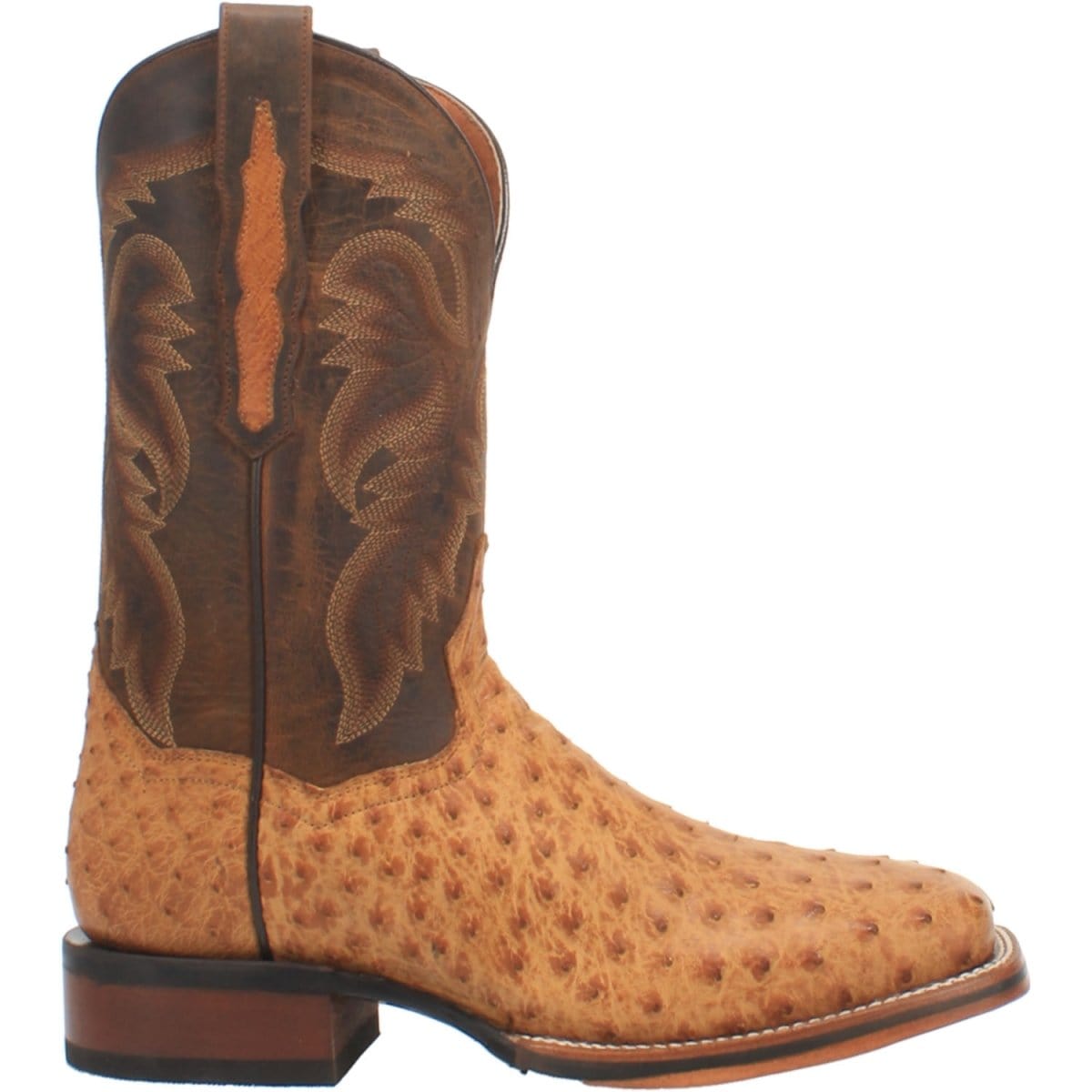 Dan Post Boots Boots Dan Post Men's Kershaw Full Quill Ostrich Square Toe Boots - Saddle