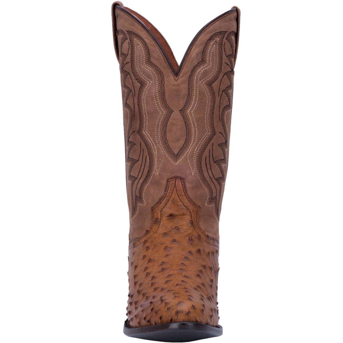 Dan Post Boots Boots Dan Post Men's Tempe Full Quill Ostrich Round Toe Boots - Saddlebrown