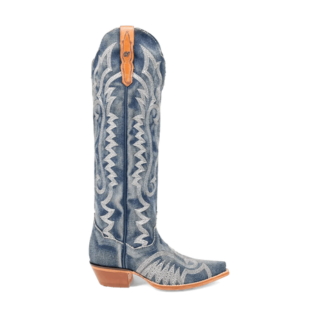 Dan Post Boots Boots Dan Post Women's Denim Darlin Snip Toe Leather Tall Boots - Blue DP5108