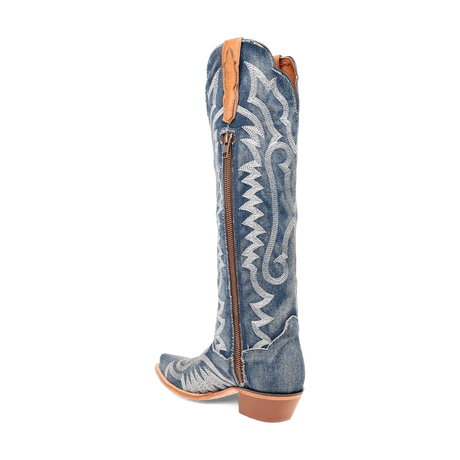 Dan Post Boots Boots Dan Post Women's Denim Darlin Snip Toe Leather Tall Boots - Blue DP5108