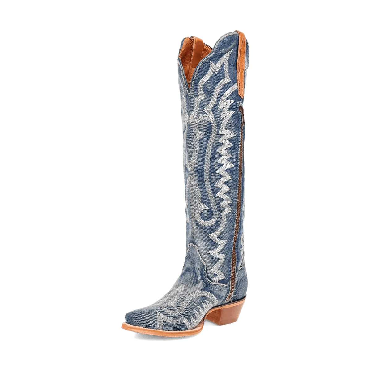 Dan Post Boots Boots Dan Post Women's Denim Darlin Snip Toe Leather Tall Boots - Blue DP5108