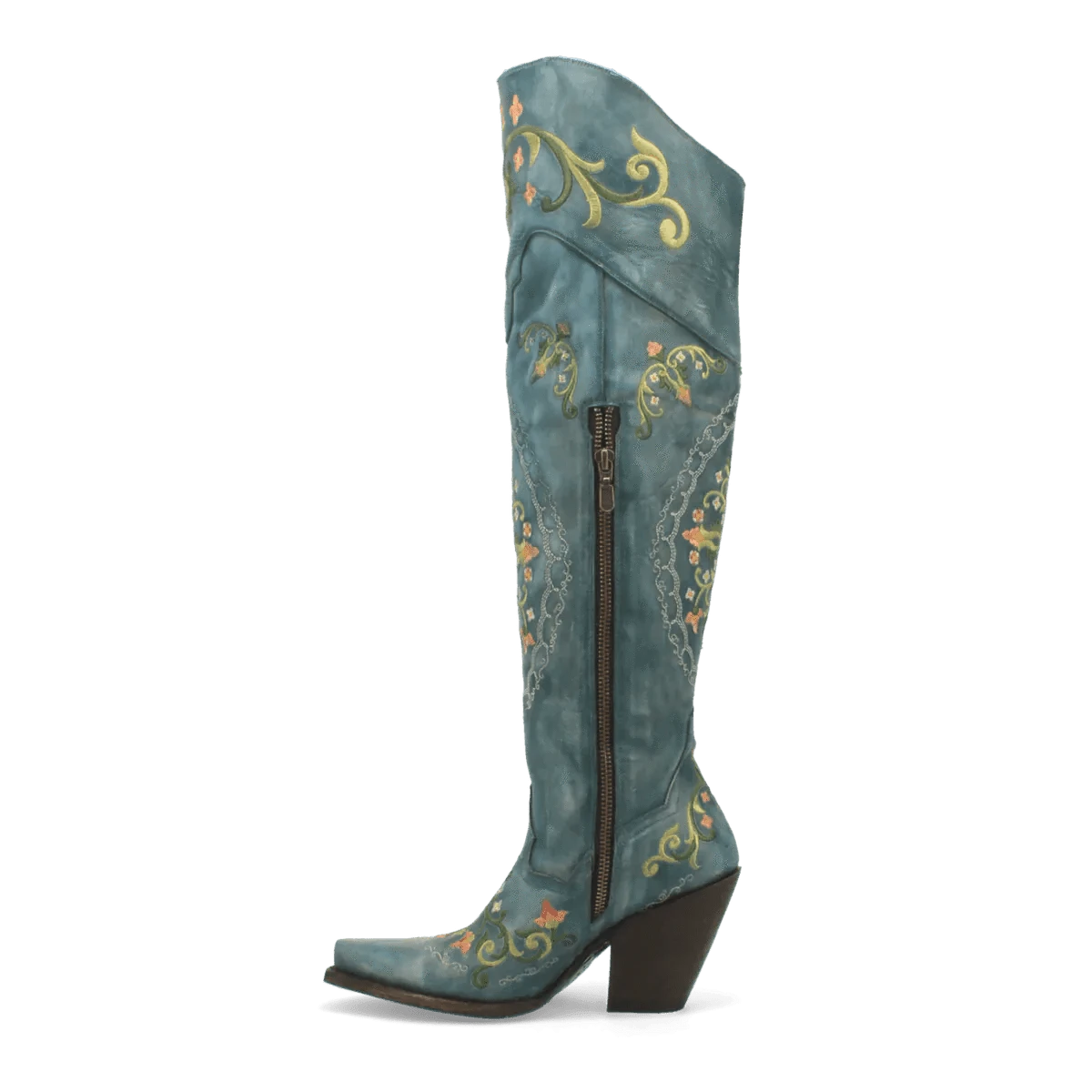 Dan Post Boots Boots Dan Post Women's Flower Child Snip Toe Leather Tall Boots - Turquoise DP3271