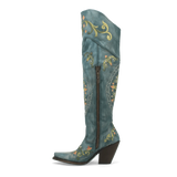 Dan Post Boots Boots Dan Post Women's Flower Child Snip Toe Leather Tall Boots - Turquoise DP3271