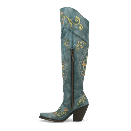 Dan Post Boots Boots Dan Post Women's Flower Child Snip Toe Leather Tall Boots - Turquoise DP3271