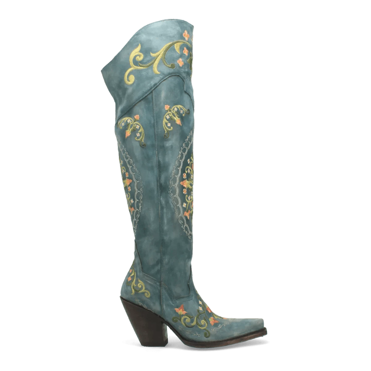 Dan Post Boots Boots Dan Post Women's Flower Child Snip Toe Leather Tall Boots - Turquoise DP3271