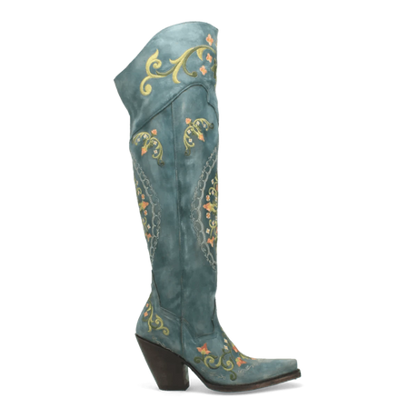 Dan Post Boots Boots Dan Post Women's Flower Child Snip Toe Leather Tall Boots - Turquoise DP3271