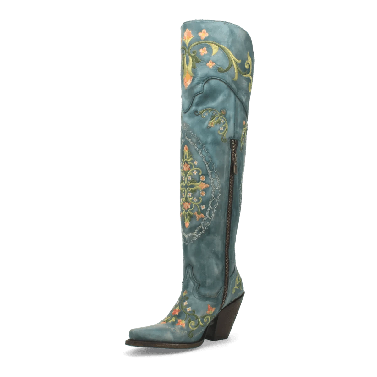 Dan Post Boots Boots Dan Post Women's Flower Child Snip Toe Leather Tall Boots - Turquoise DP3271