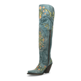 Dan Post Boots Boots Dan Post Women's Flower Child Snip Toe Leather Tall Boots - Turquoise DP3271