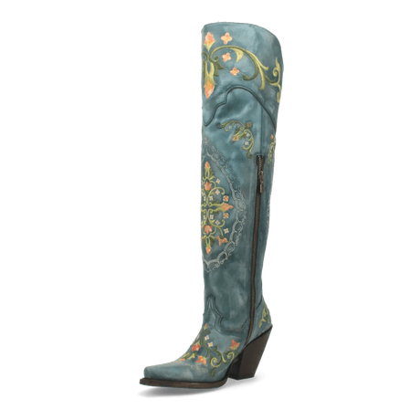 Dan Post Boots Boots Dan Post Women's Flower Child Snip Toe Leather Tall Boots - Turquoise DP3271