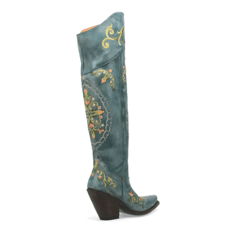 Dan Post Boots Boots Dan Post Women's Flower Child Snip Toe Leather Tall Boots - Turquoise DP3271