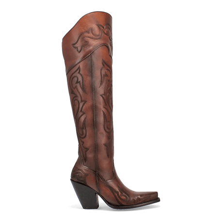 Dan Post Boots Boots Dan Post Women's Seductress Snip Toe Leather Tall Boots - Chestnut DP3285