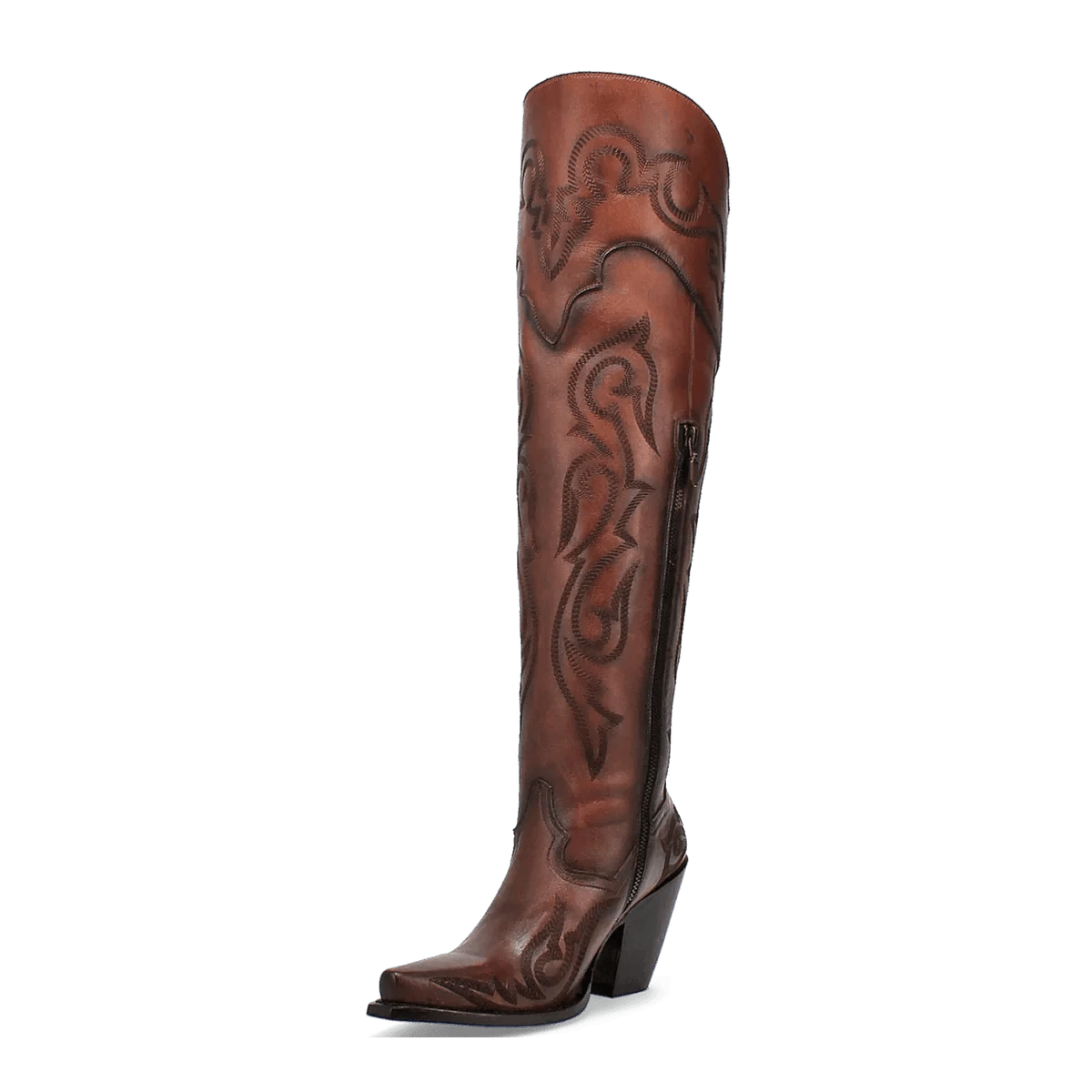 Dan Post Boots Boots Dan Post Women's Seductress Snip Toe Leather Tall Boots - Chestnut DP3285