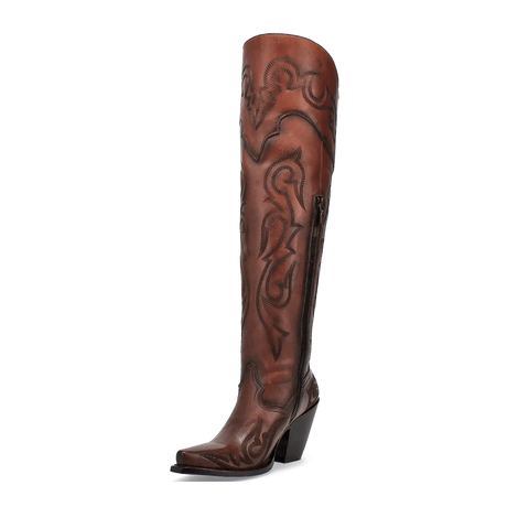 Dan Post Boots Boots Dan Post Women's Seductress Snip Toe Leather Tall Boots - Chestnut DP3285