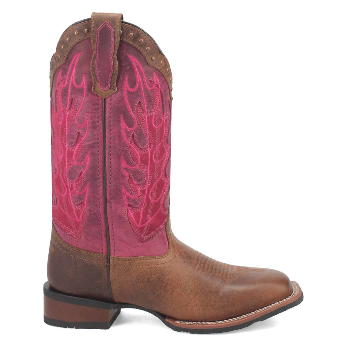 Dan Post Boots Boots Laredo Women's Faye Broad Square Toe Leather Boots - Brown / Pink 3117