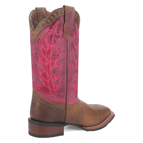 Dan Post Boots Boots Laredo Women's Faye Broad Square Toe Leather Boots - Brown / Pink 3117