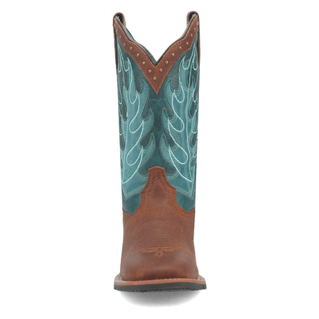 Dan Post Boots Boots Laredo Women's Faye Broad Square Toe Leather Boots - Brown / Turquoise 3116