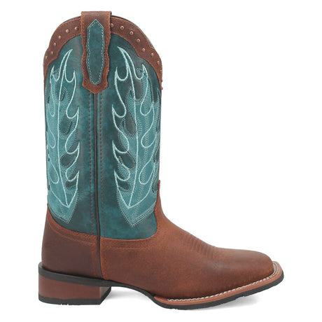 Dan Post Boots Boots Laredo Women's Faye Broad Square Toe Leather Boots - Brown / Turquoise 3116