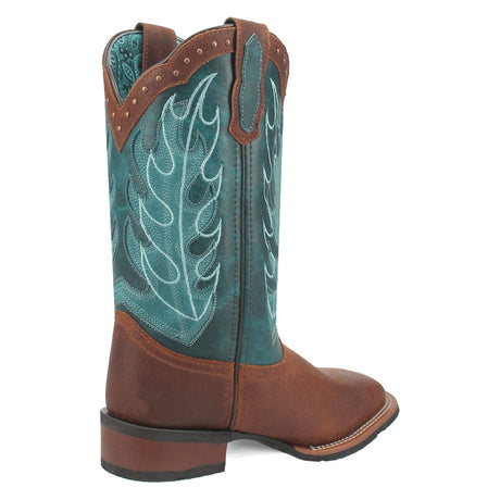 Dan Post Boots Boots Laredo Women's Faye Broad Square Toe Leather Boots - Brown / Turquoise 3116