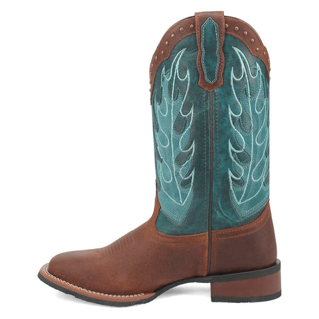 Dan Post Boots Boots Laredo Women's Faye Broad Square Toe Leather Boots - Brown / Turquoise 3116