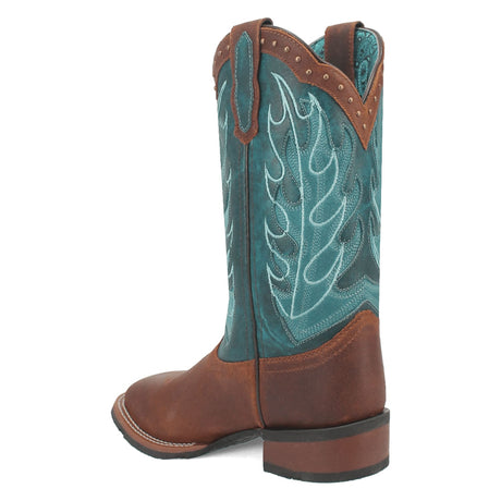 Dan Post Boots Boots Laredo Women's Faye Broad Square Toe Leather Boots - Brown / Turquoise 3116