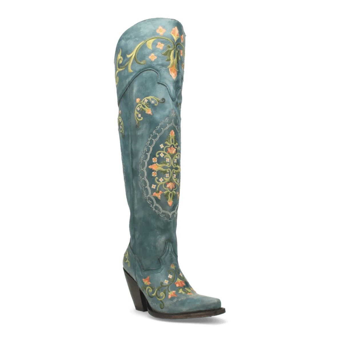 Dan Post Boots Boots Turquoise / 6 Dan Post Women's Flower Child Snip Toe Leather Tall Boots - Turquoise DP3271