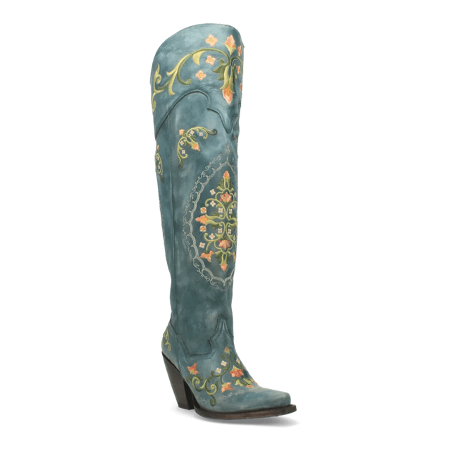 Dan Post Boots Boots Turquoise / 6 Dan Post Women's Flower Child Snip Toe Leather Tall Boots - Turquoise DP3271