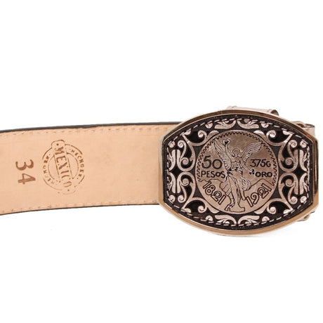 Del Cesar Belts Men's El Centenario Silver Genuine Leather Western Belt Metal Buckle