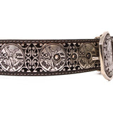 Del Cesar Belts Men's El Centenario Silver Genuine Leather Western Belt Metal Buckle