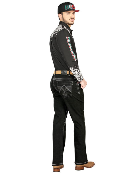 El General Western Wear CABALLERO Centenario Bootcut Denim Jeans - Black 44964