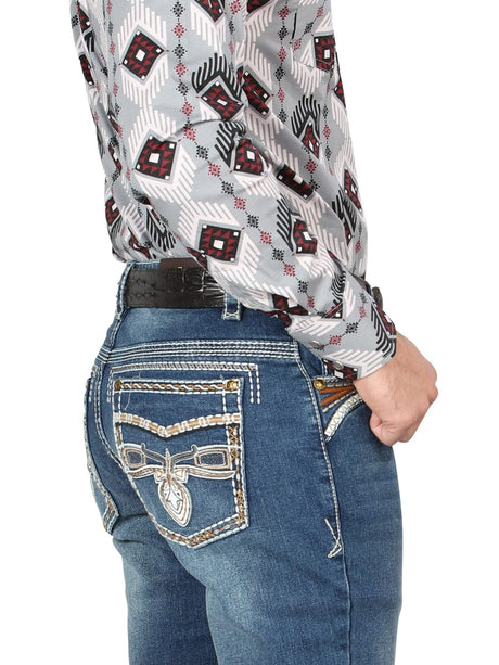 El General Western Wear CABALLERO Centenario Bootcut Denim Jeans - Dark Blue 44974