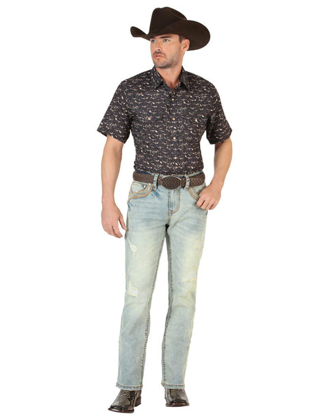 El General Western Wear CABALLERO Centenario Men’s Bootcut Jeans - Light Blue 45535