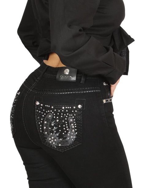 El General Western Wear DAMA Centenario Bootcut Denim Jeans - Black 45026