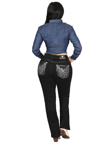 El General Western Wear DAMA Centenario Bootcut Denim Jeans - Black 45028