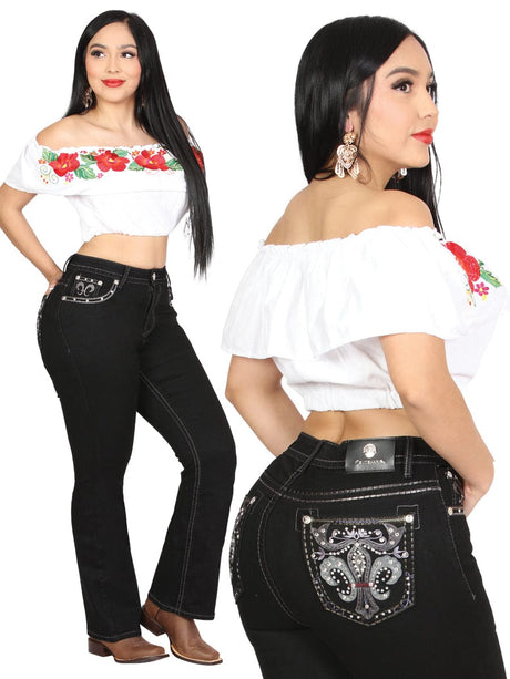 El General Western Wear DAMA Centenario Bootcut Denim Jeans - Black 45030