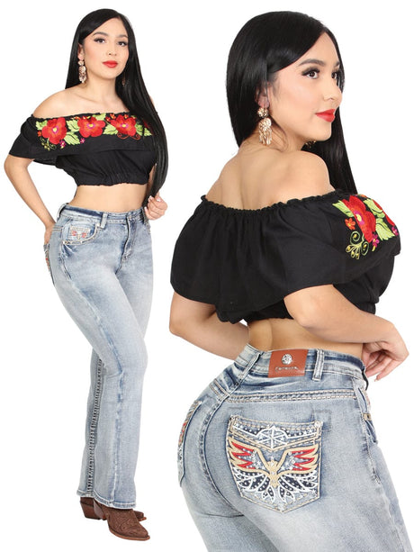 El General Western Wear DAMA Centenario Bootcut Denim Jeans - Light Blue 45325