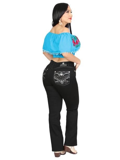 El General Western Wear DAMA Centenario Hip-Up Bootcut Denim Jeans - Black 45319