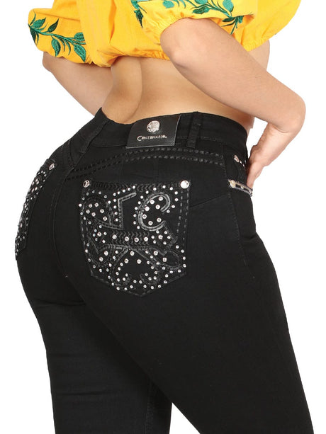 El General Western Wear DAMA Centenario Hip-Up Bootcut Denim Jeans - Black 45320