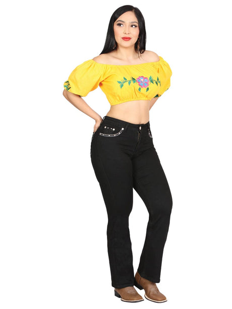 El General Western Wear DAMA Centenario Hip-Up Bootcut Denim Jeans - Black 45320