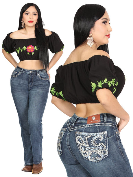 El General Western Wear DAMA Centenario Hip-Up Bootcut Denim Jeans - Dark Blue 45321