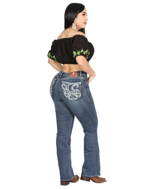 El General Western Wear DAMA Centenario Hip-Up Bootcut Denim Jeans - Dark Blue 45321
