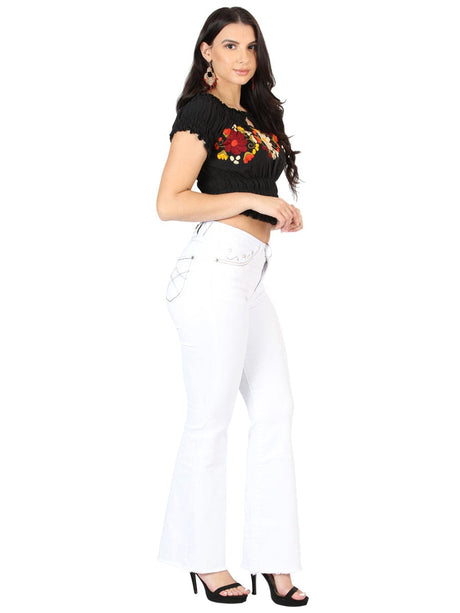 El General Western Wear DAMA Centenario Women's White Bootcut Denim Jeans 45545