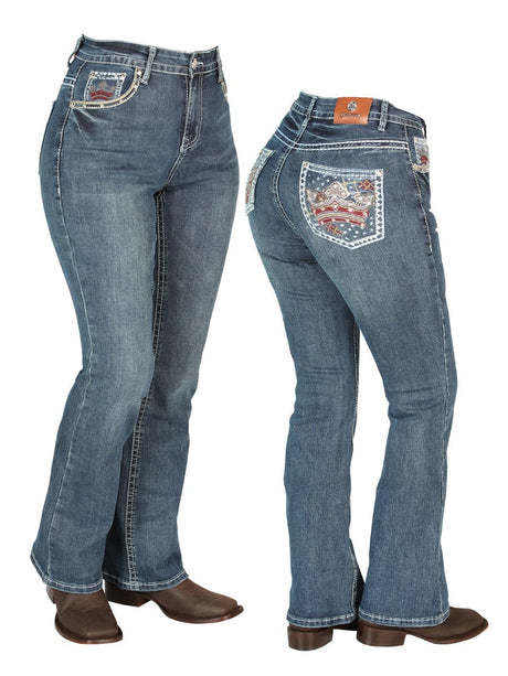 El General Western Wear DAMA Womens Dark-Blue Centenario Jeans 44962