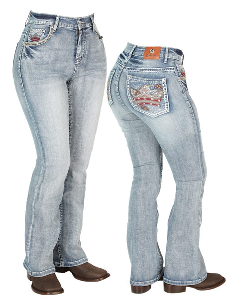 El General Western Wear DAMA Womens Light-Blue Centenario Jeans 44963