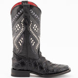 Ferrini Boots Boots Ferrini Women's Bronco Square Toe Boots Pirarucu Fish Print - Black  9339304