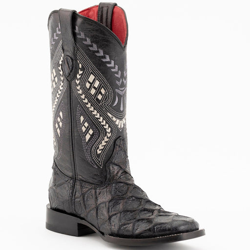 Ferrini Boots Boots Ferrini Women's Bronco Square Toe Boots Pirarucu Fish Print - Black  9339304