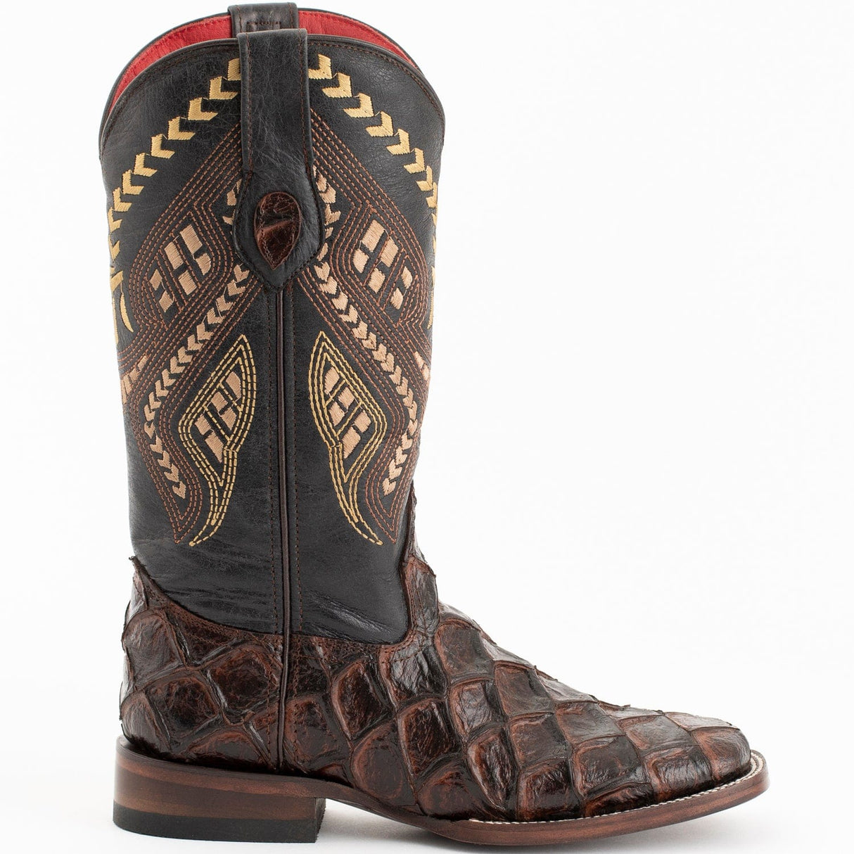 Ferrini Boots Boots Ferrini Women's Bronco Square Toe Boots Pirarucu Fish Print - Chocolate 9339309