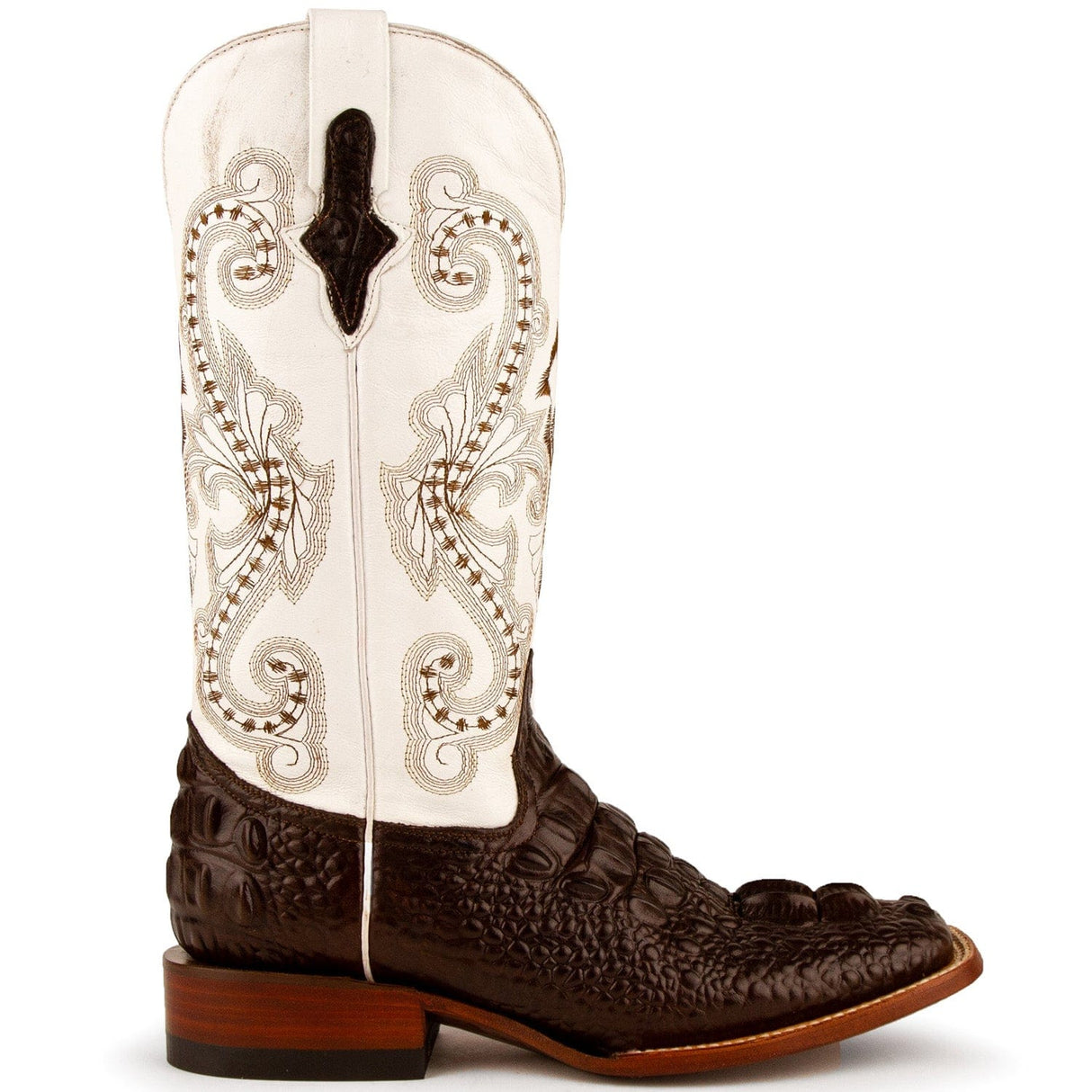 Ferrini Boots Boots Ferrini Women's Rancher Square Toe Boots Crocodile Print - Chocolate/White  9049309