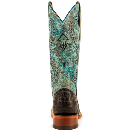 Ferrini Boots Boots Ferrini Women's Stampede Square Toe Boots Crocodile Print - Black/Teal  9039350